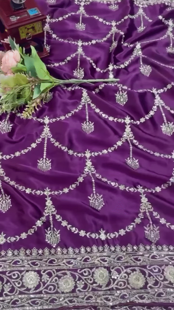 Royal Purple Embroidered Anarkali Suit - Image 2