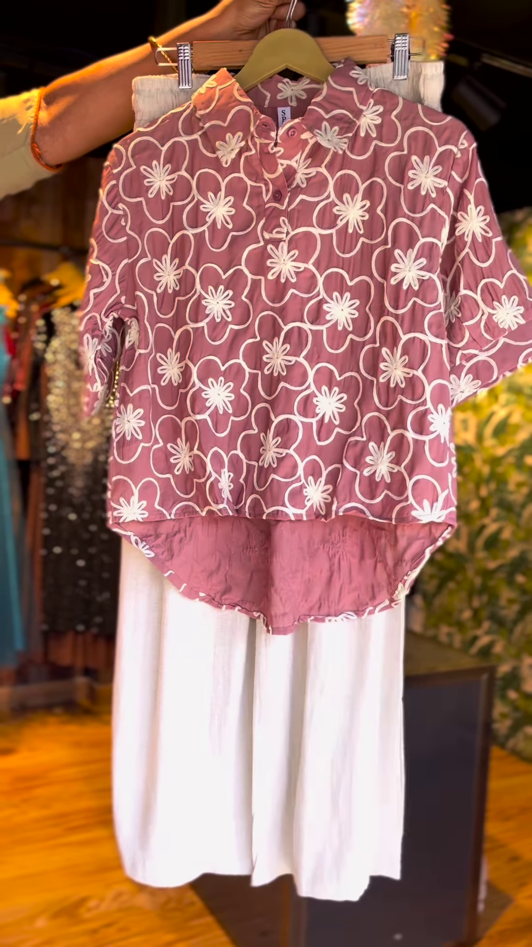 🌸 Mauve Blossom Floral High-Low Co-Ord Set (2-Piece)