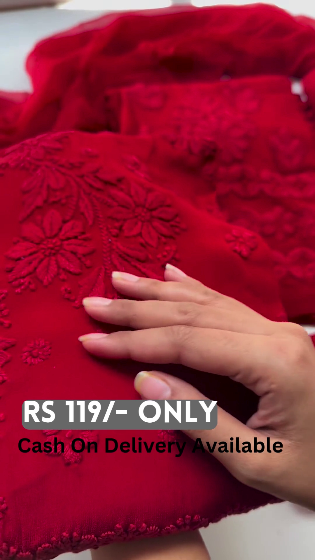 Red Floral Embroidered Three-Piece Suit - Image 3