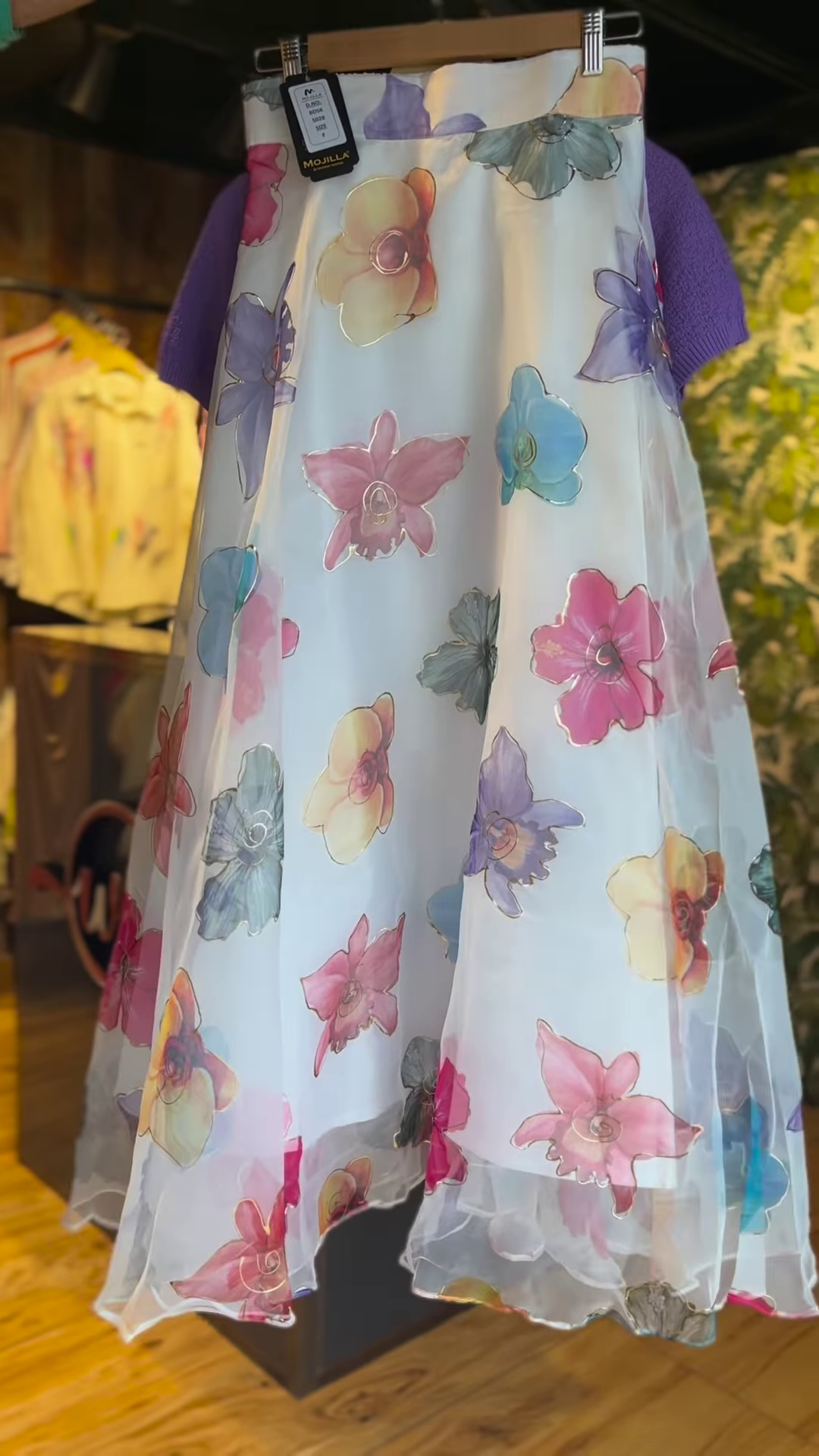 Lavender Whimsy: Textured Knit Top & Watercolor Bloom Skirt Set - Image 2