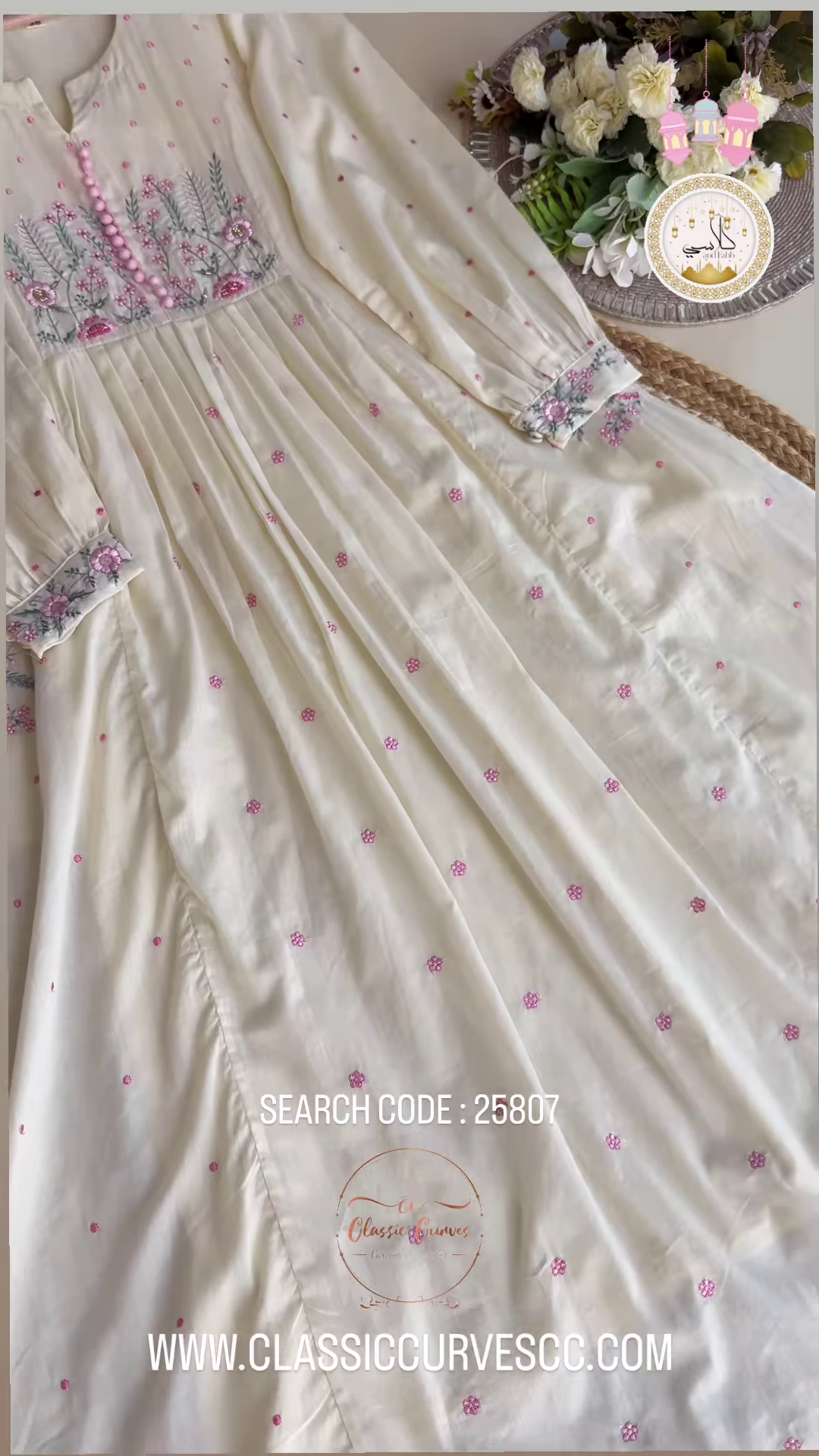 Blush Bloom: Ivory Embroidered Anarkali Set - Image 2