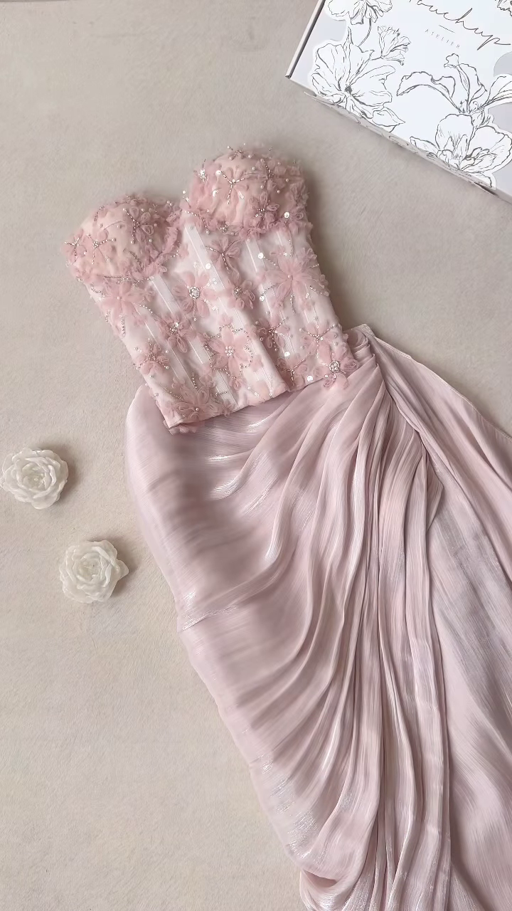 Petal Pink Sequin Embellished Corset Gown - Image 2