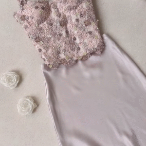 Petal Pink Sequin Embellished Corset Gown