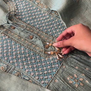 Seafoam Green Embroidered Chikankari Style Unstitched Suit Set