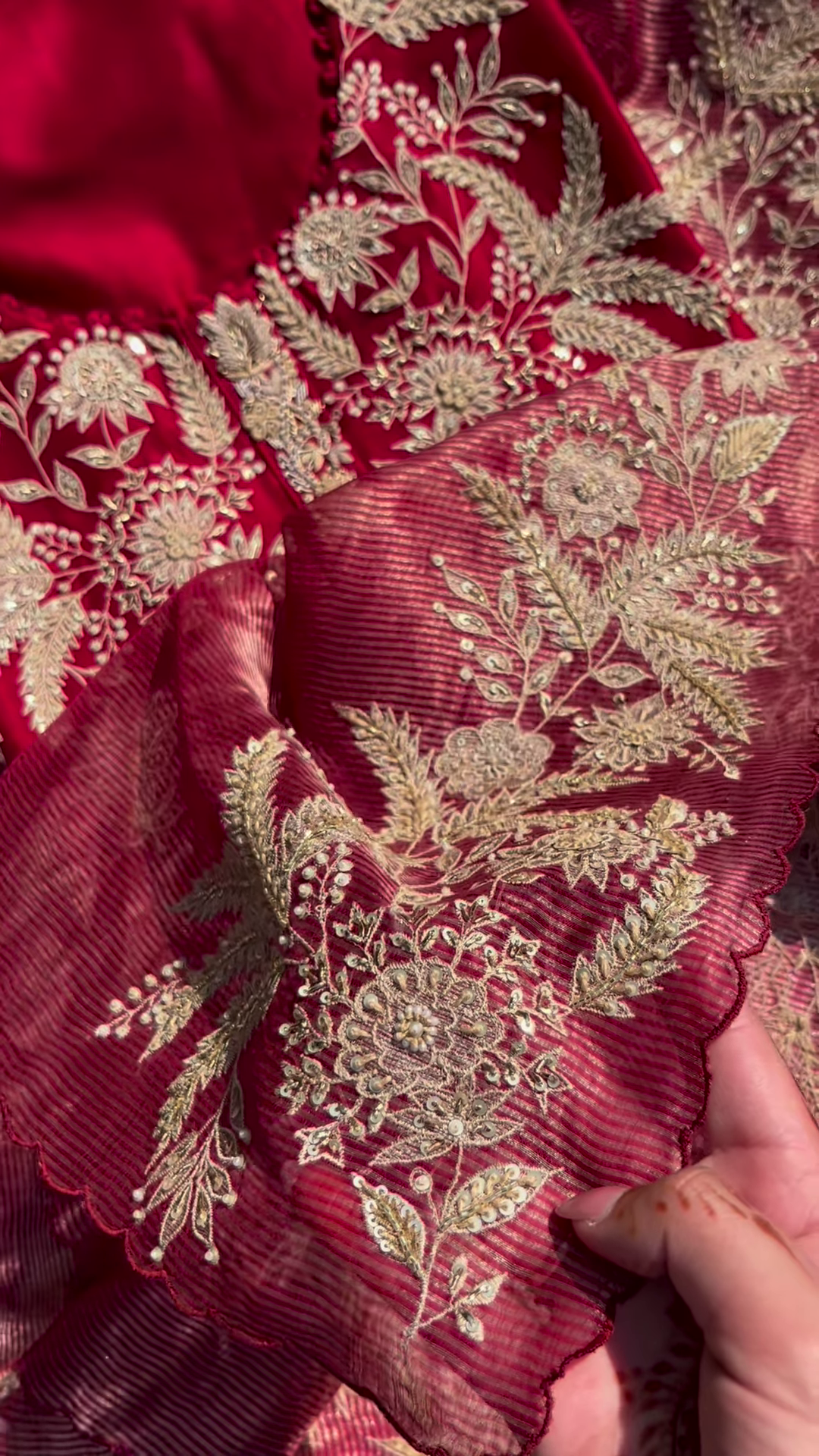 Crimson Zari Embroidered Unstitched Suit Set - Image 5