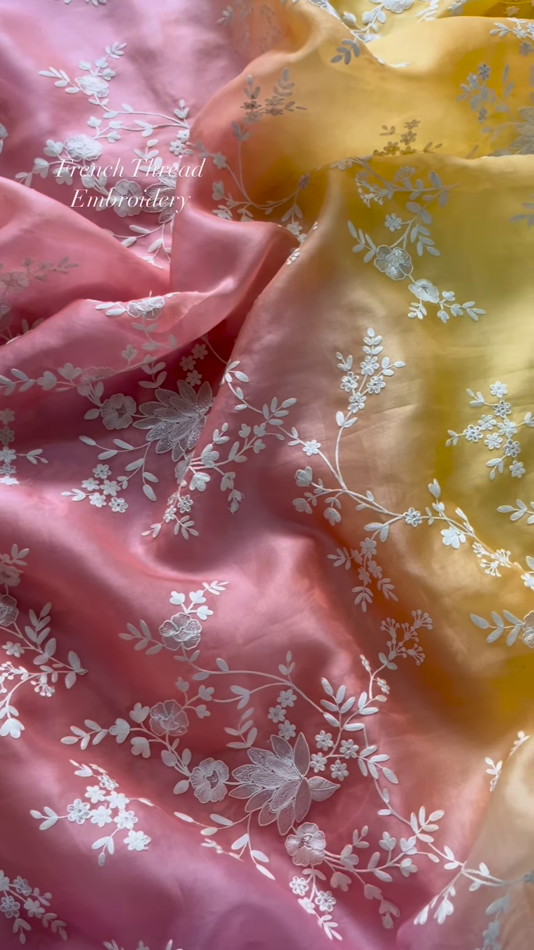 Pink French Thread Embroidered Unstitched Suit Set - Image 4