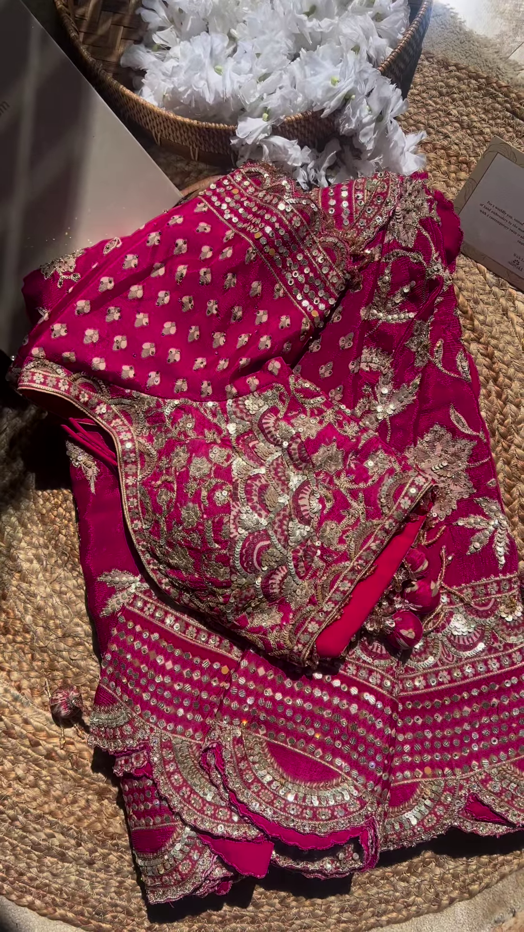 Rani Pink Mirror and Zari Embroidered Lehenga Choli Set - Image 3