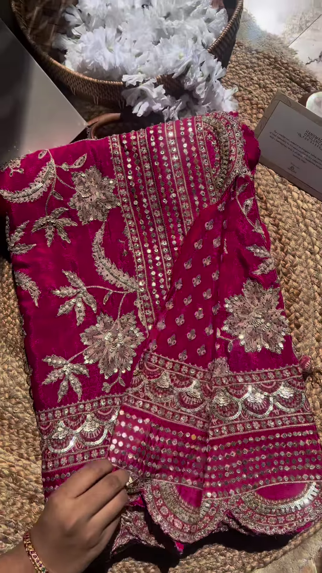 Rani Pink Mirror and Zari Embroidered Lehenga Choli Set