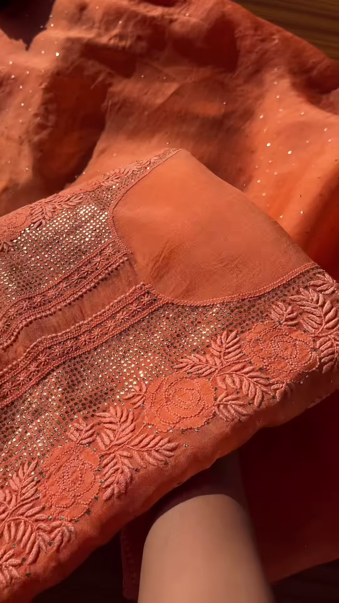 Coral Floral Embroidered Sequin Unstitched Suit Set