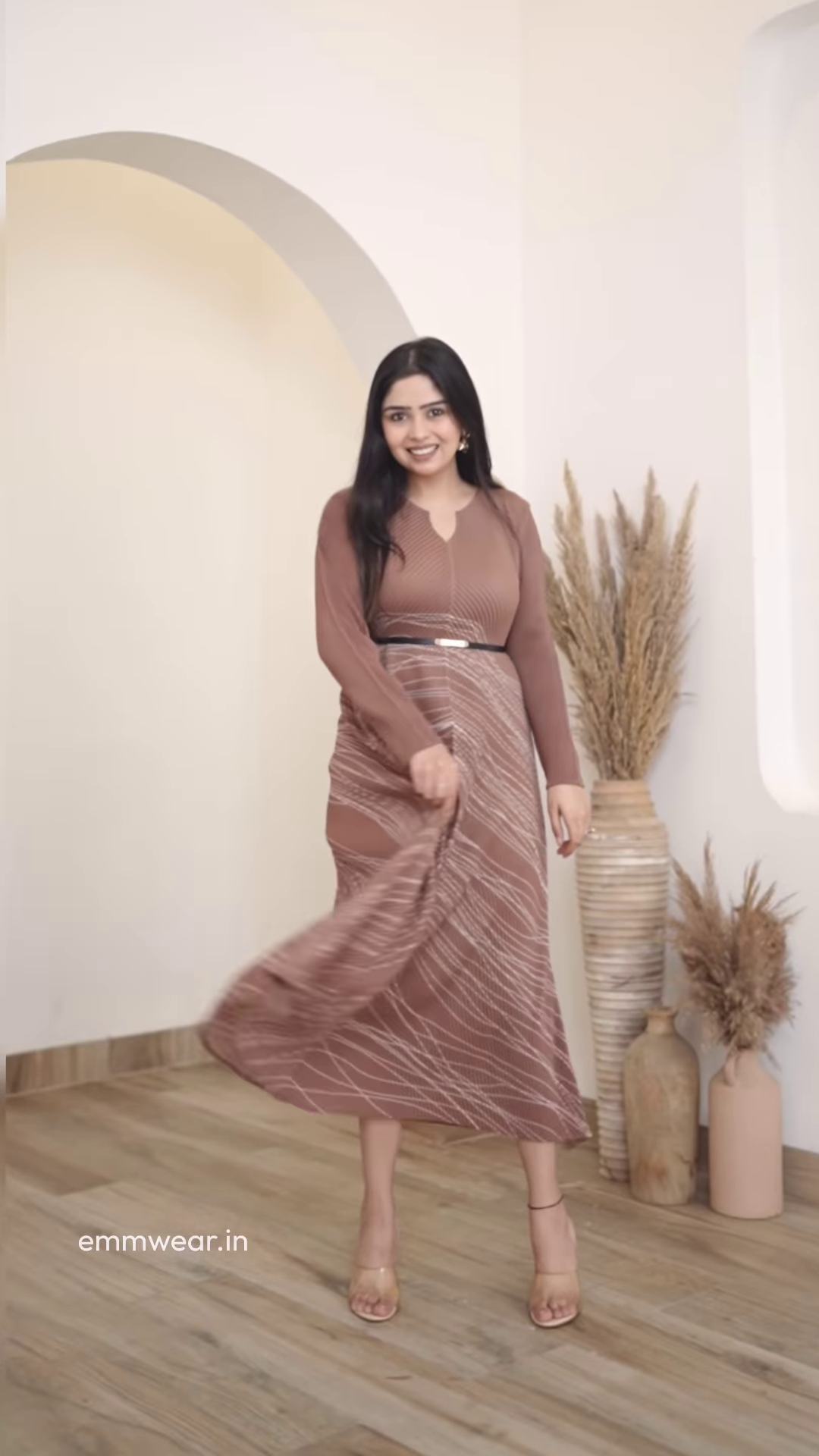 Luxe Brown Flowing Maxi Dress