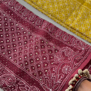 Sunshine Elegance Chikankari Embroidered Fabric