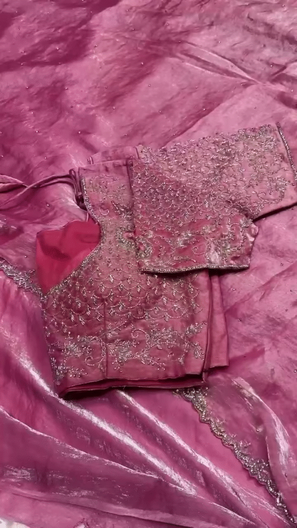 Multi Color Elegance Hand-Embroidered Organza Saree - Image 4