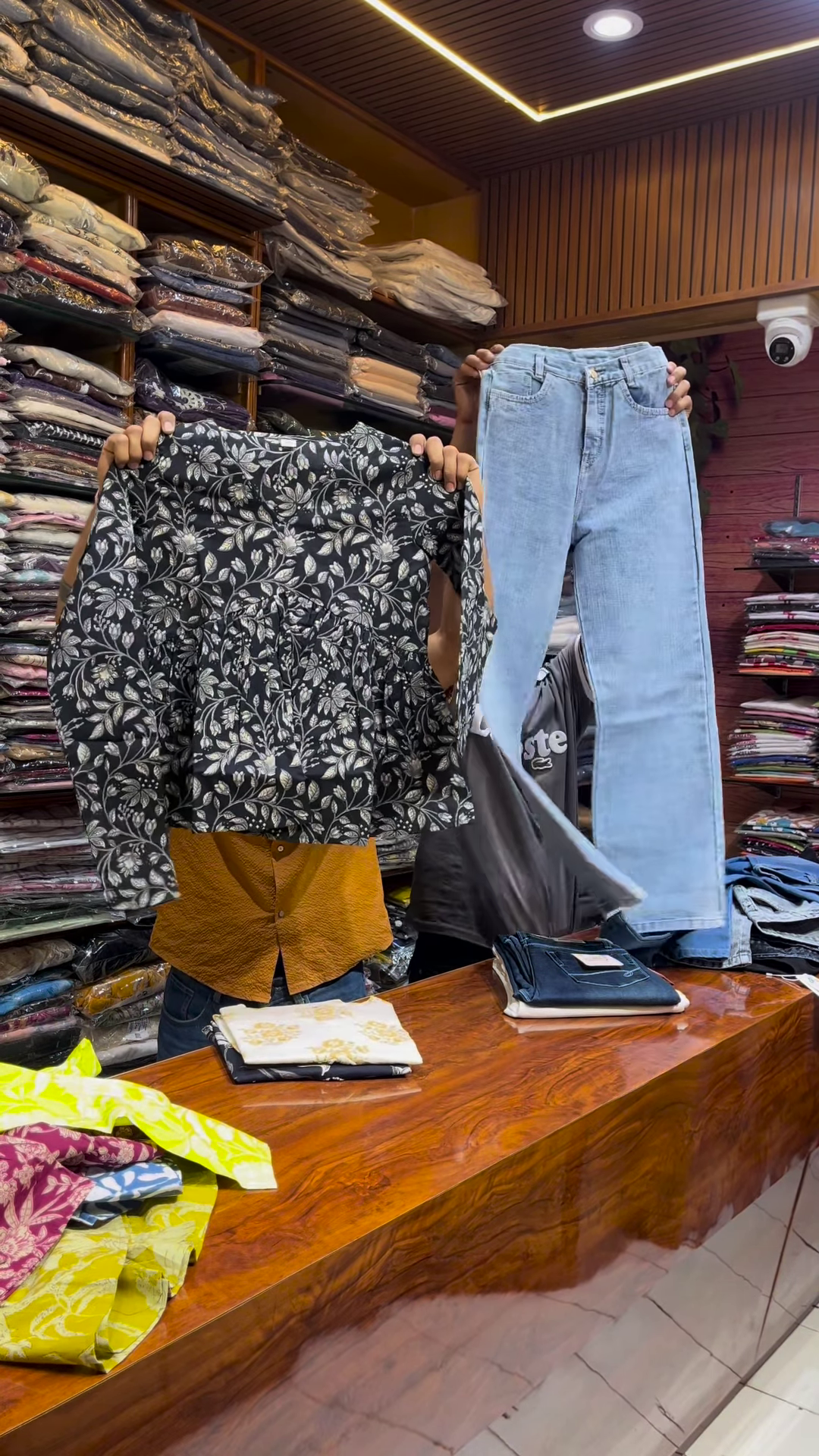 Black Floral Peplum Top with White Straight Pants – Chic Casual Co-Ord Set for Everyday Elegance - Image 2