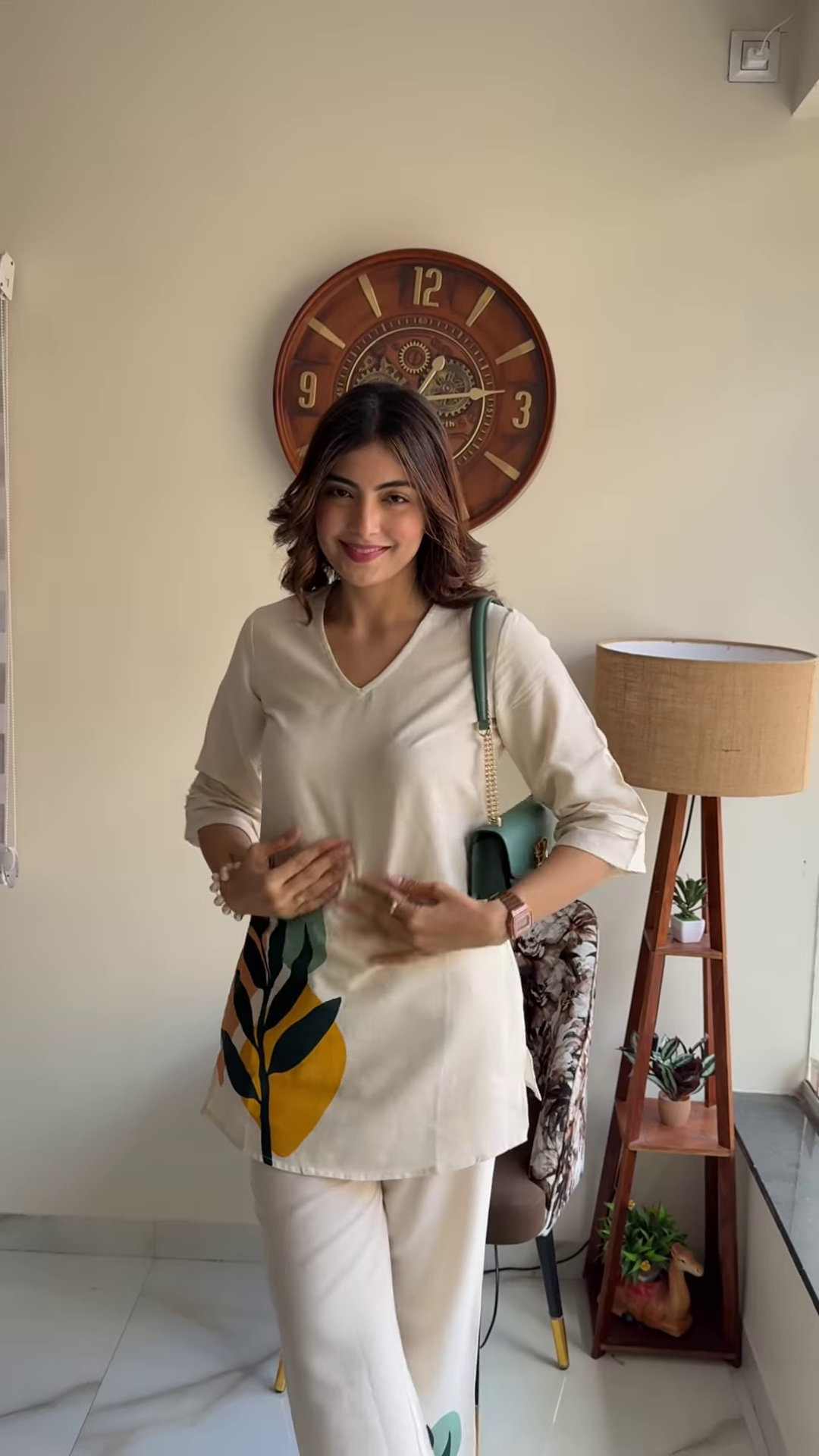 Elegant Navy Blue Floral Print Co-ord Set - Stylish Women's Top and Trousers Outfit - Image 5