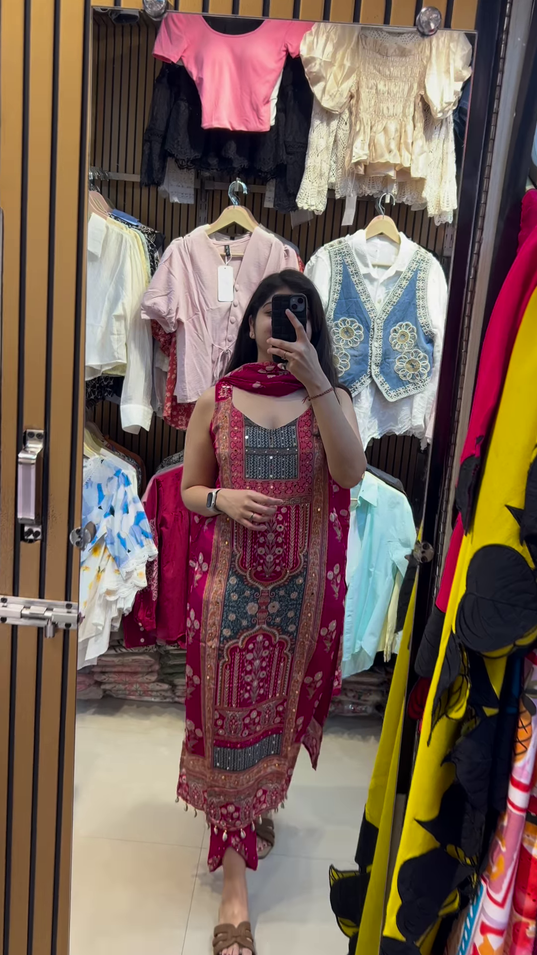 Elegant Floral Print Kurti Set with Dupatta - Women's Pastel Ethnic Wear - Image 3