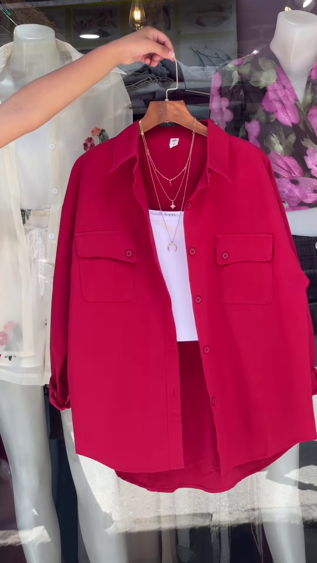 Vibrant Green Oversized Button-Down Shirt - Women's Stylish Casual Top with Pockets - Image 3