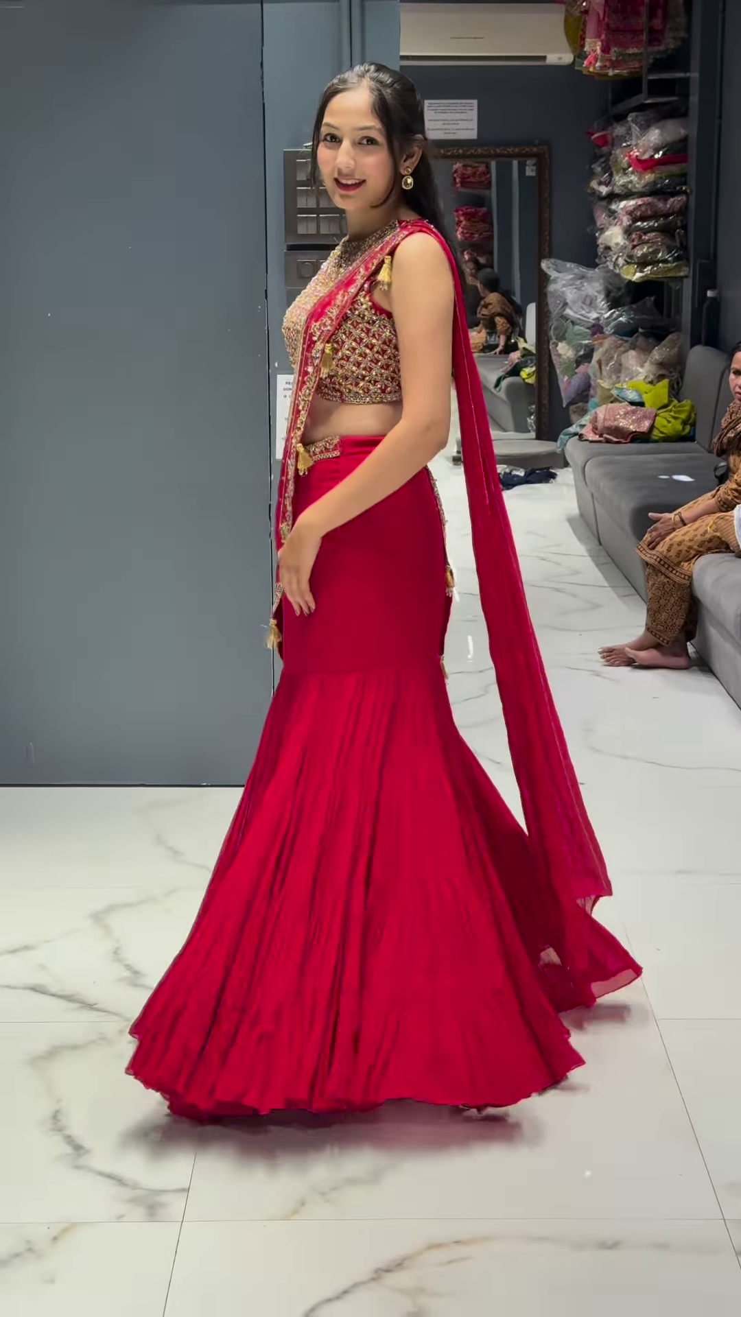 Women's Regal Red Embroidered Lehenga Choli with Dupatta – Festive & Bridal Ethnic Wear