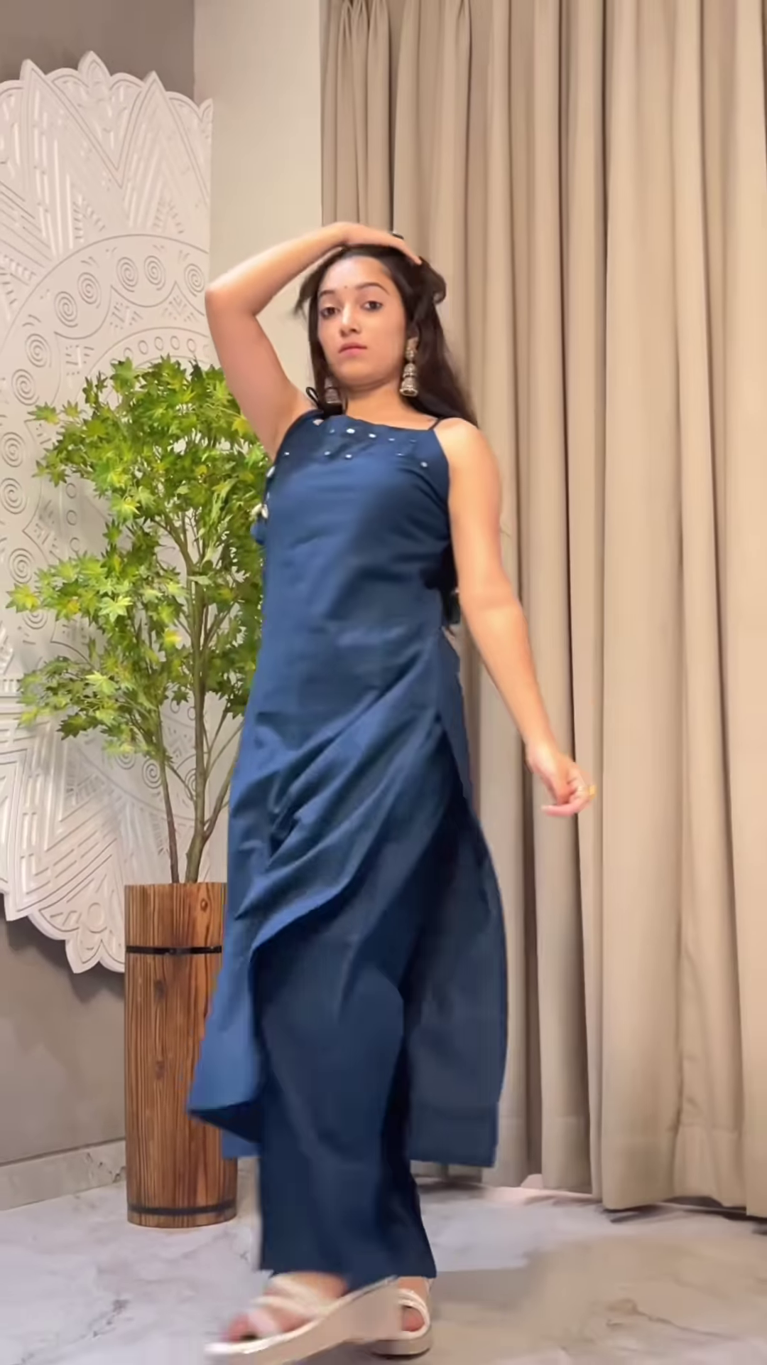 Women’s Teal Sleeveless Kurta Pant Set with Tassel Straps – Elegant Indo-Western Ethnic Ensemble - Image 6