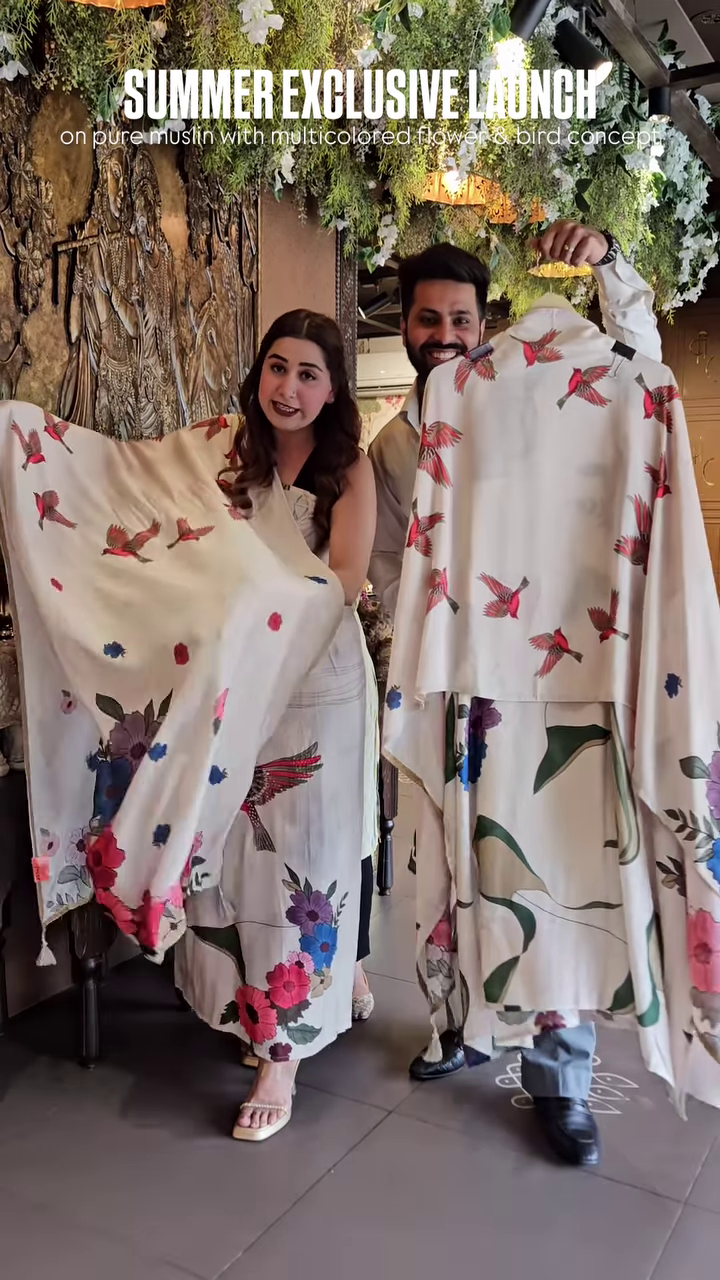 Pure Muslin Fabric with Multicolor Floral & Bird Print – “Summer Exclusive Launch” Textile Promotion - Image 3