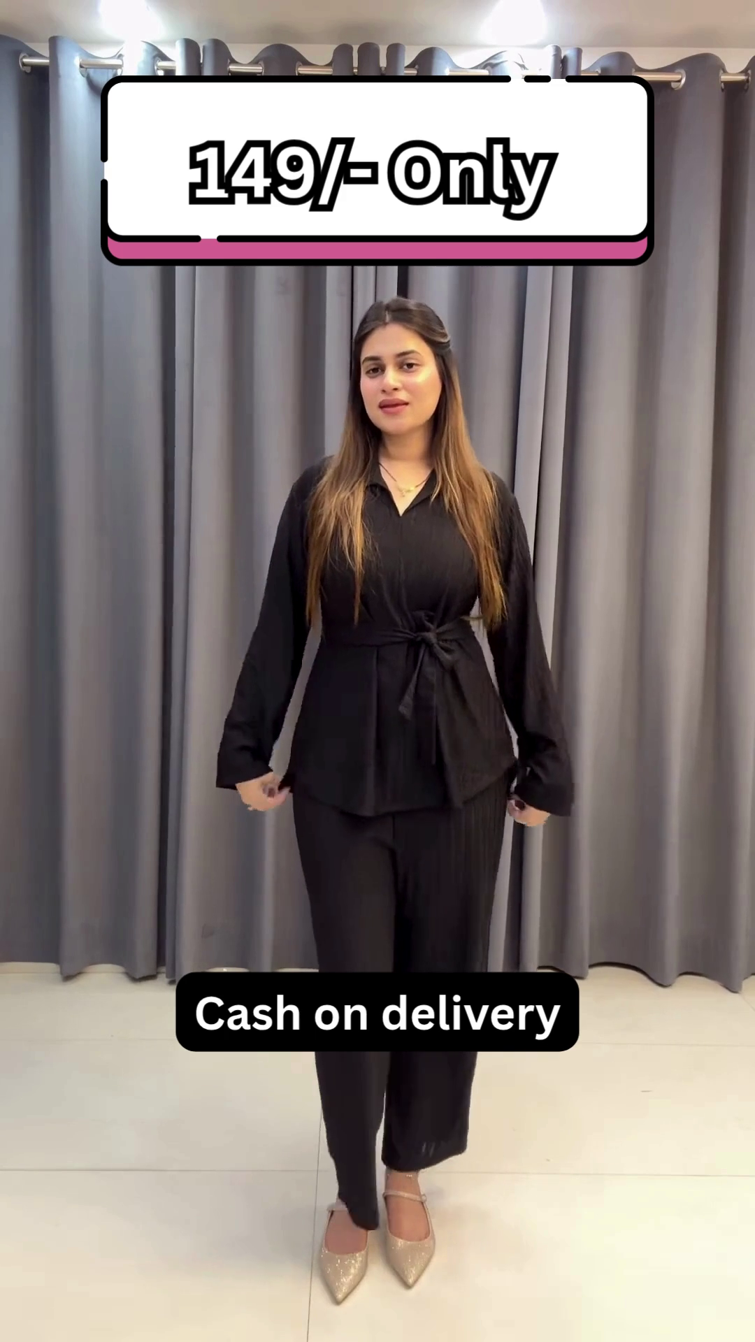 Women’s Maroon Belted Kurti with Matching Straight Pants – Casual Ethnicwear with Layered Elegance - Image 3